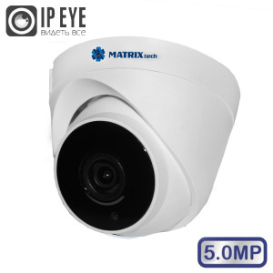 Цветная 5.0MP 25 к./сек., купольная IP сетевая камера с ИК подсветкой